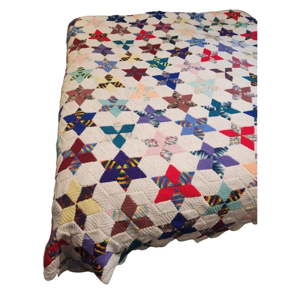 Handmade Crochet Afghan Blanket KING Granny Cottage Heirloom Farmhouse Decor - Picture 2 of 16